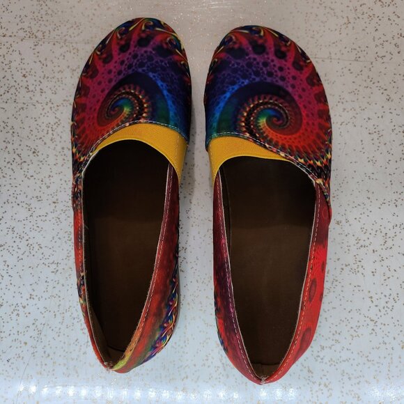 Comfy Slip On Shoes in Psychedelic Tie Dyed Colour Scheme - Picture 3 of 5